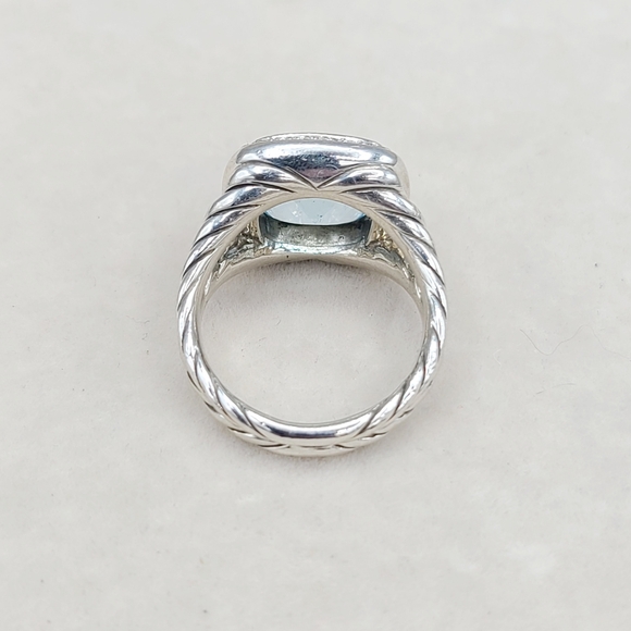David Yurman Albion Ring With Blue Topaz And Diamonds - Picture 3 of 13